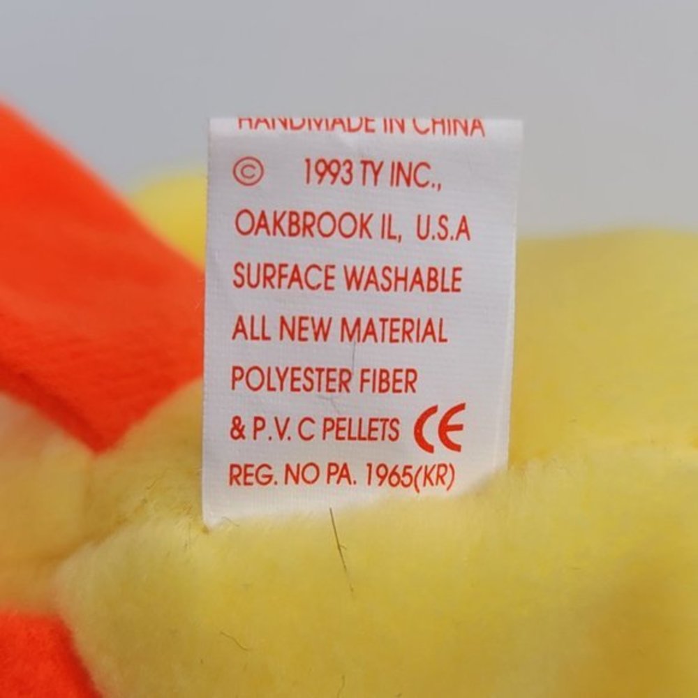 Ty Beanie Baby Quackers Duck‎ 1993 6in Yellow Orange Plush - Picture 6 of 6